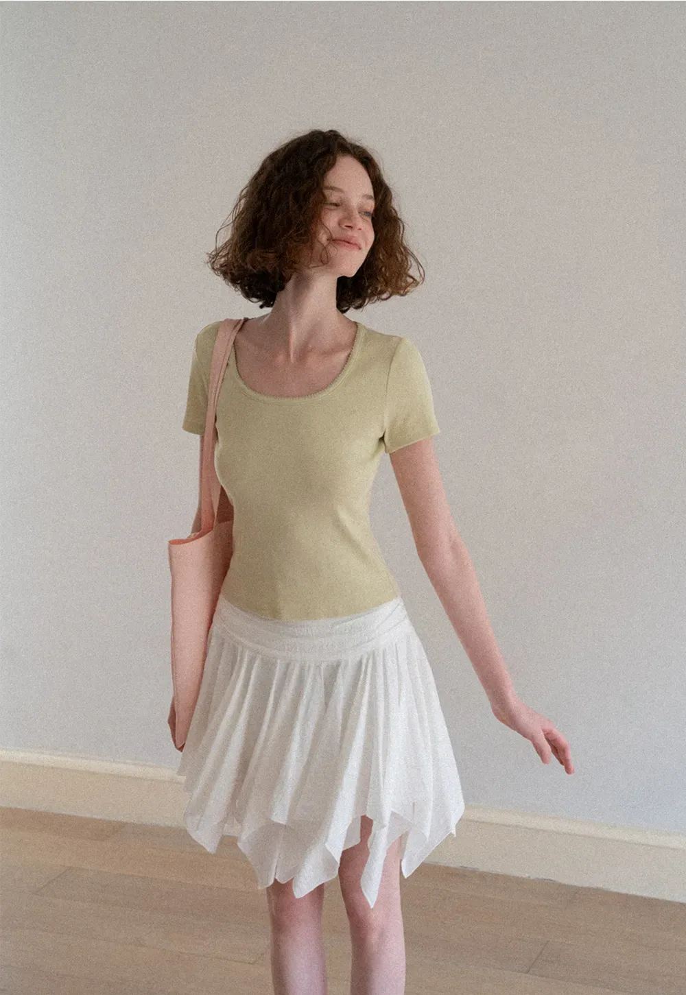 Lace Trim Layered Hem Short Sleeve T Shirt