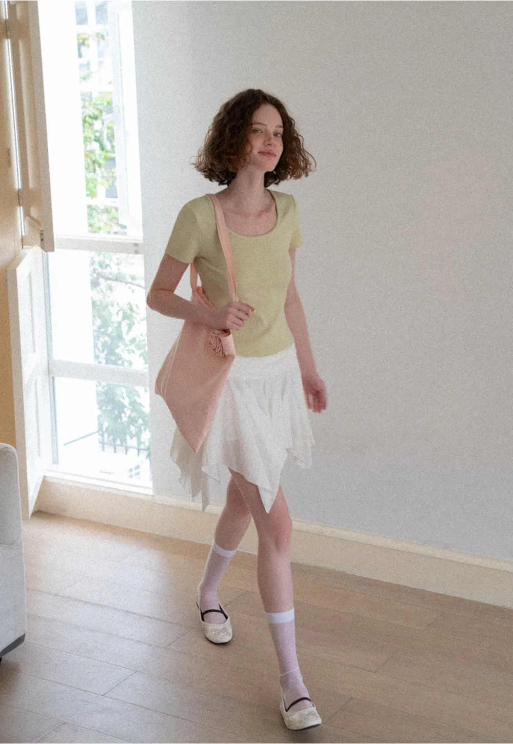 Lace Trim Layered Hem Short Sleeve T Shirt