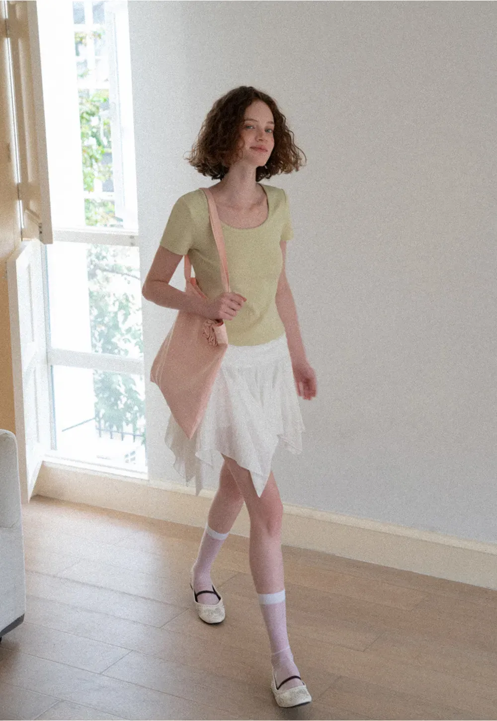 Lace Trim Layered Hem Short Sleeve T Shirt