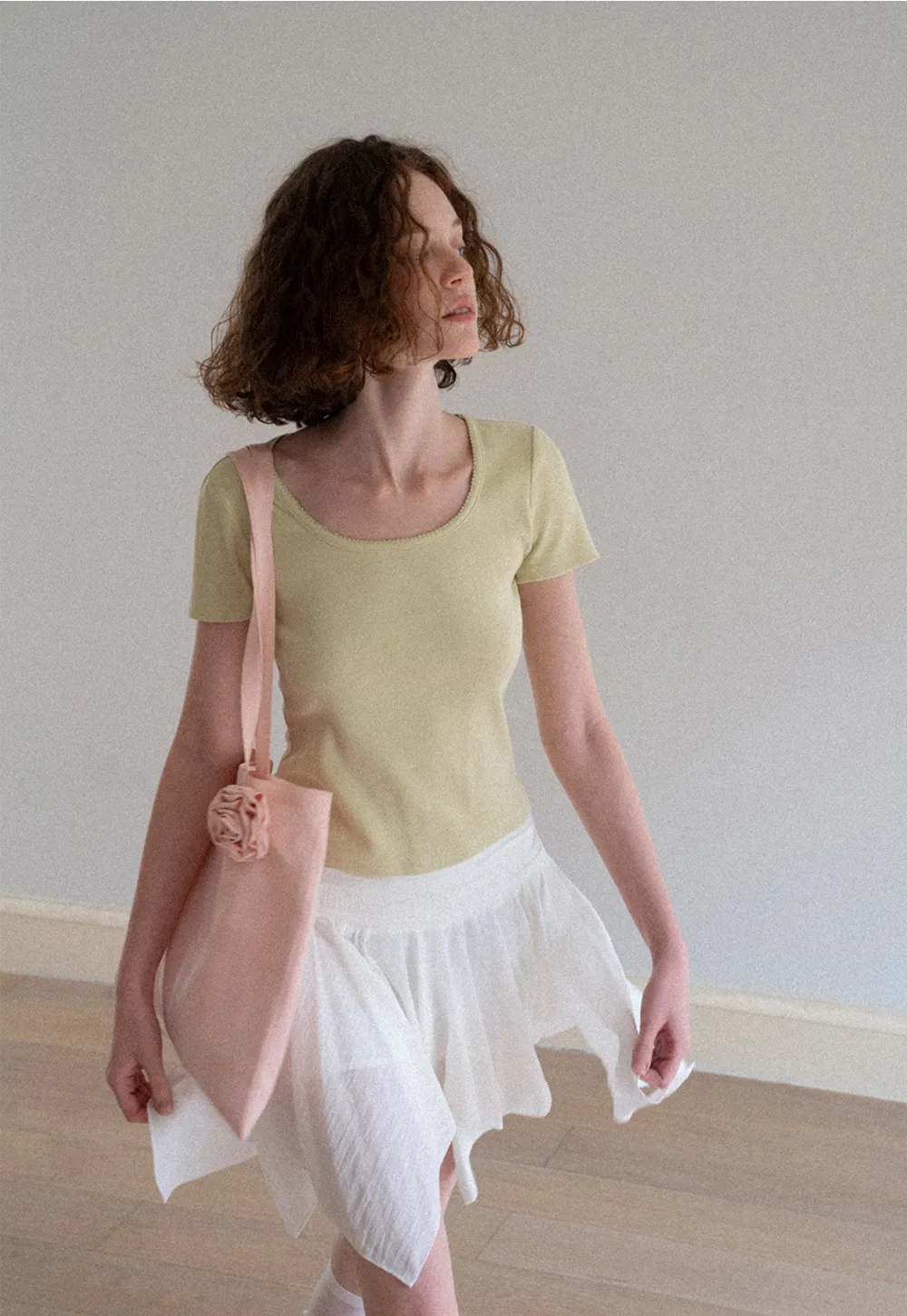 Lace Trim Layered Hem Short Sleeve T Shirt