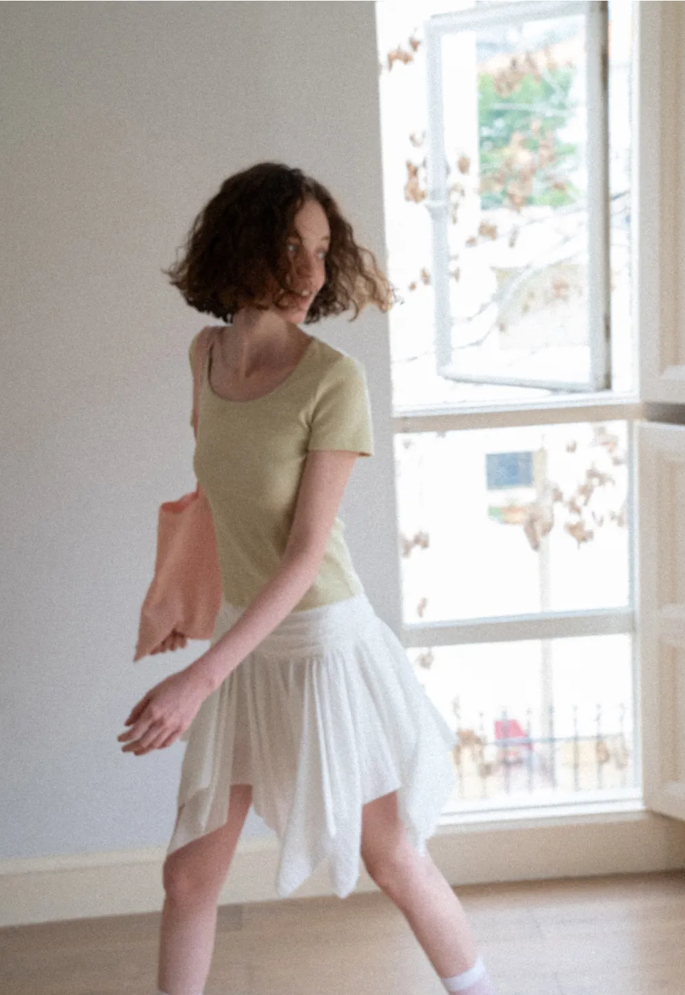 Lace Trim Layered Hem Short Sleeve T Shirt