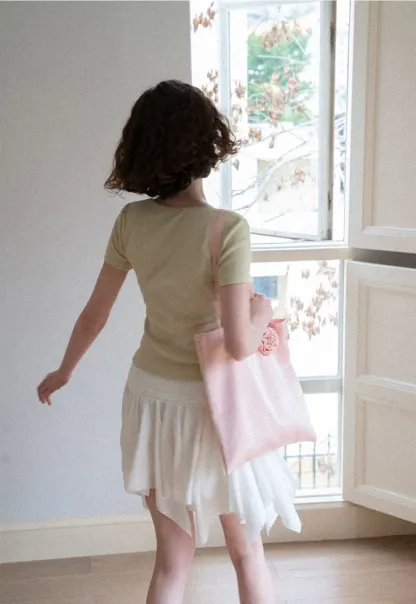 Lace Trim Layered Hem Short Sleeve T Shirt