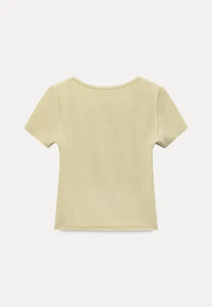 Lace Trim Layered Hem Short Sleeve T Shirt