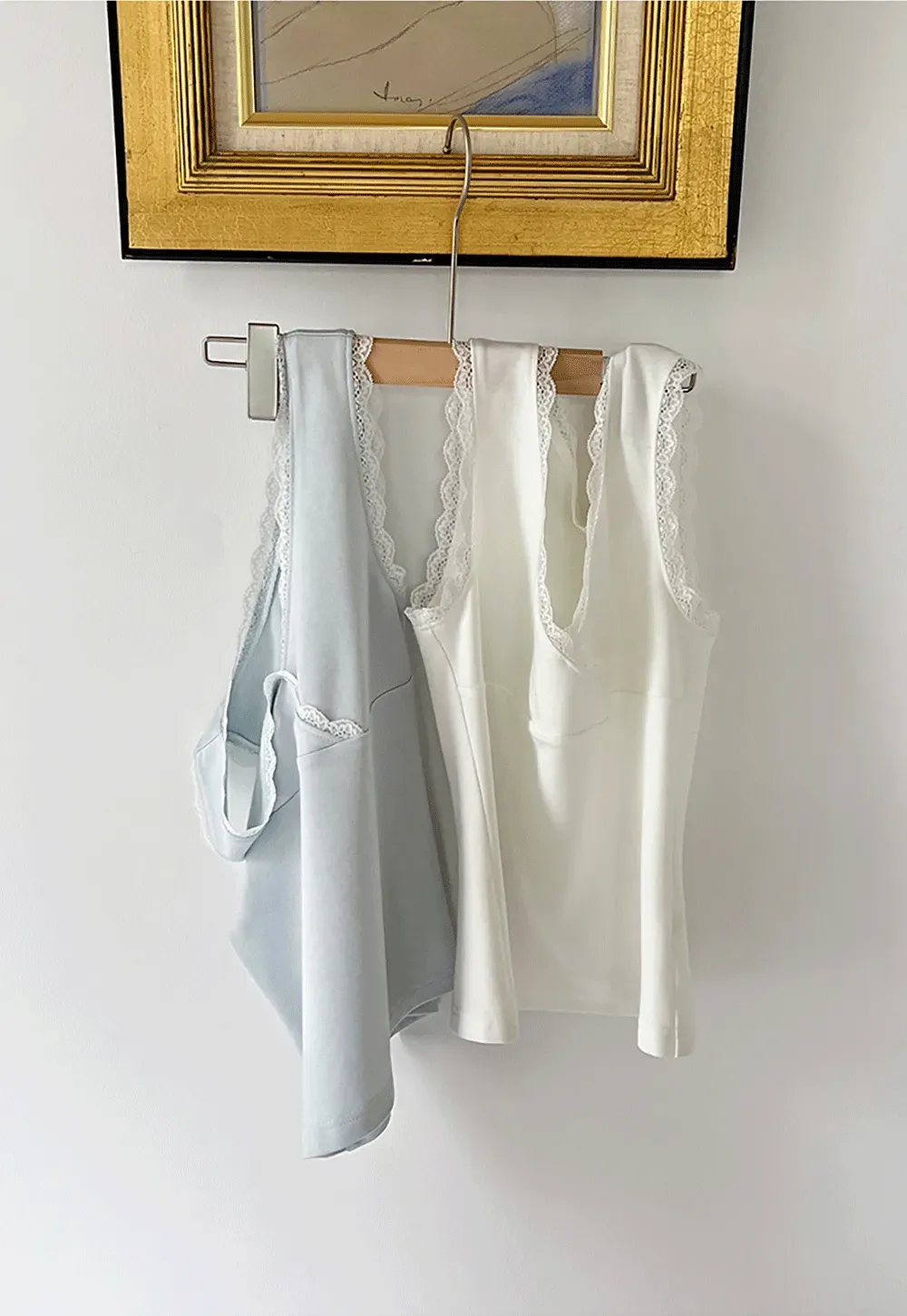 Lace Trim V Neck Wrap Front Tank Top