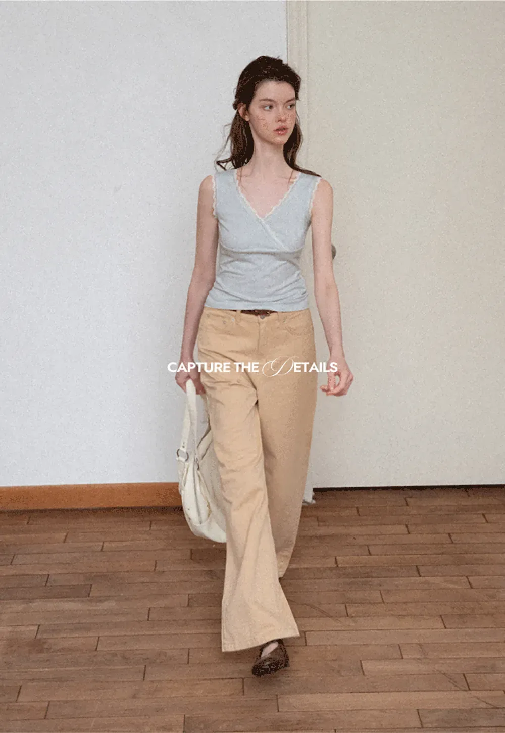 Lace Trim V Neck Wrap Front Tank Top