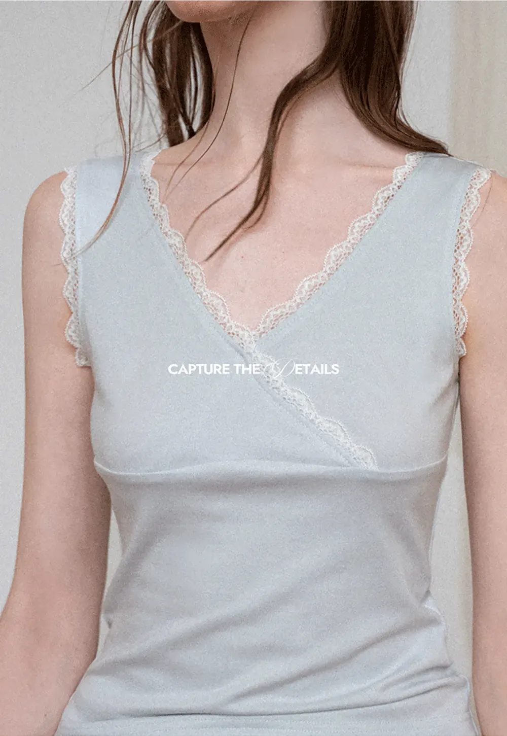 Lace Trim V Neck Wrap Front Tank Top