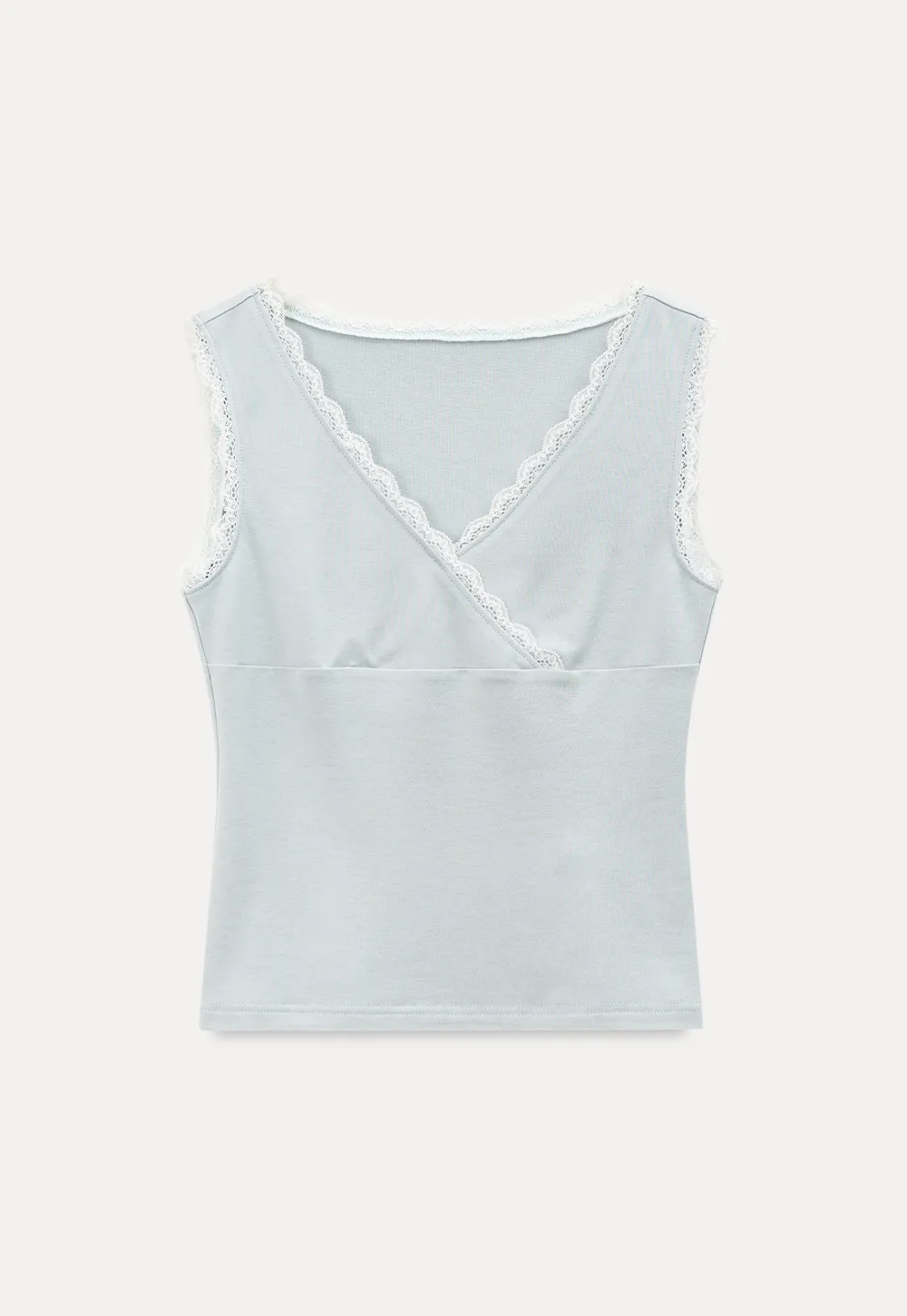 Lace Trim V Neck Wrap Front Tank Top