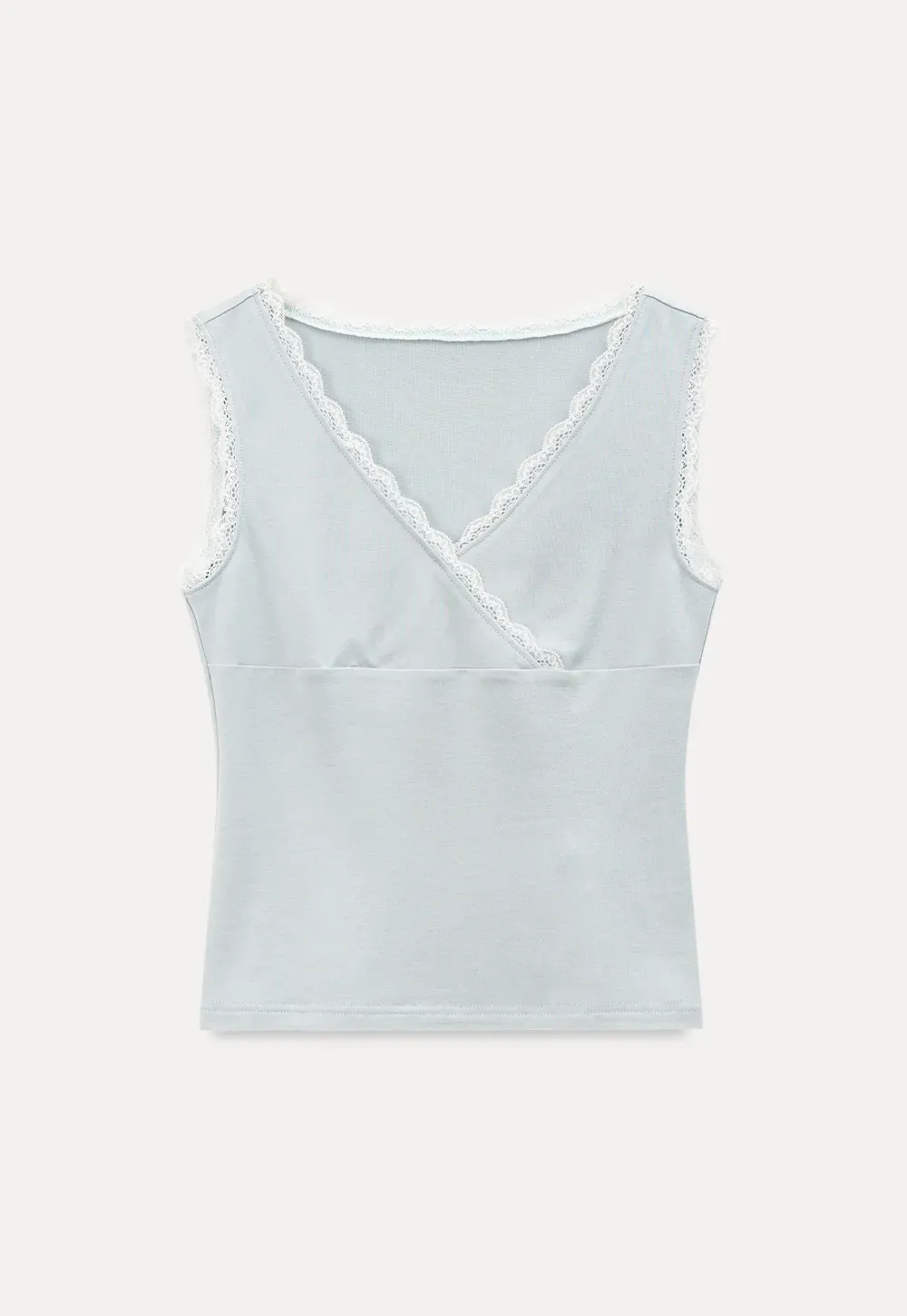 Lace Trim V Neck Wrap Front Tank Top