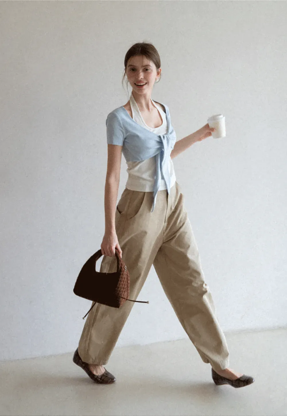 Short Sleeve Top with Front Bow Detail