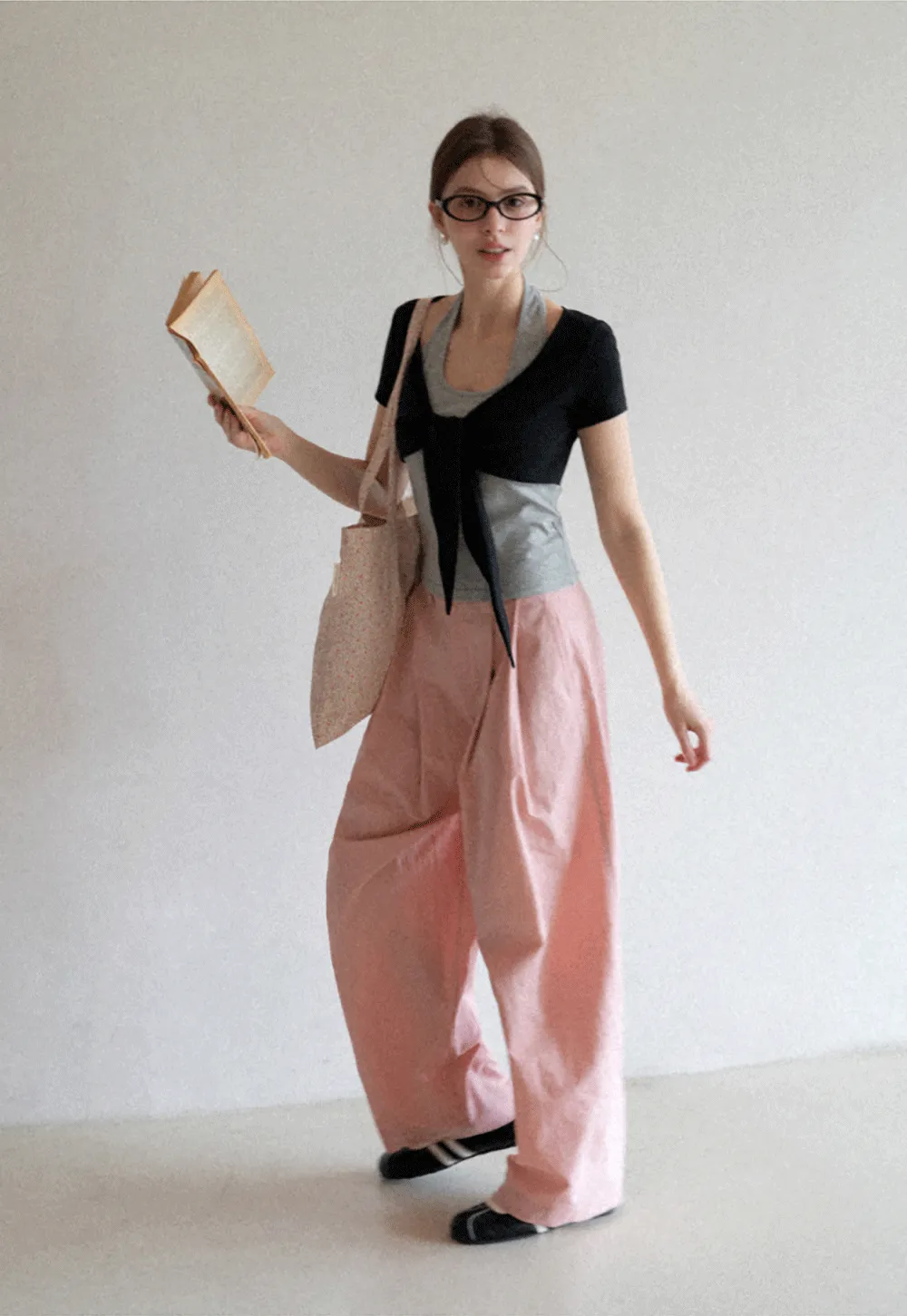 Short Sleeve Top with Front Bow Detail