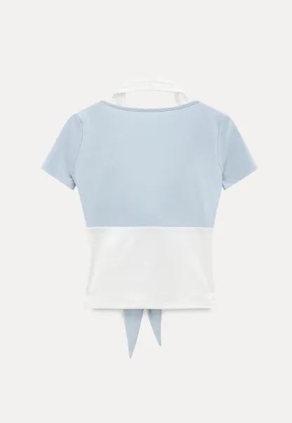 Short Sleeve Top with Front Bow Detail