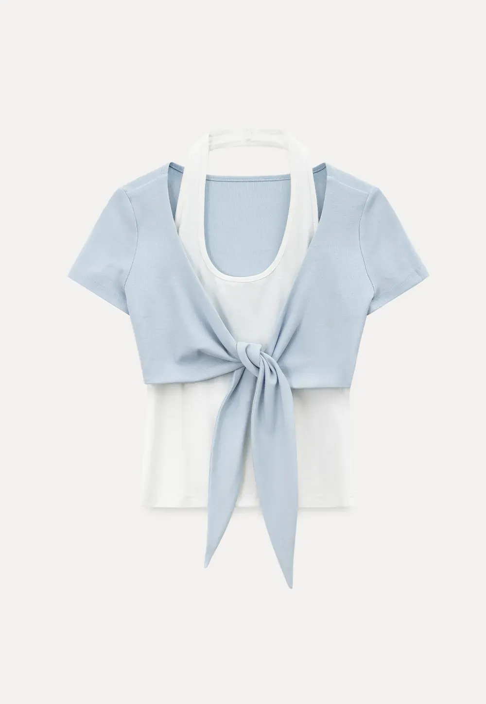 Short Sleeve Top with Front Bow Detail