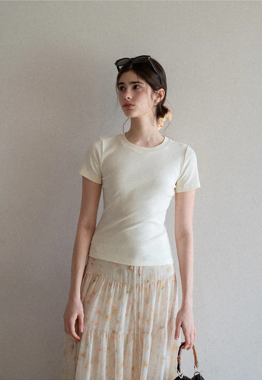 Short sleeve tshirt with lace back detail