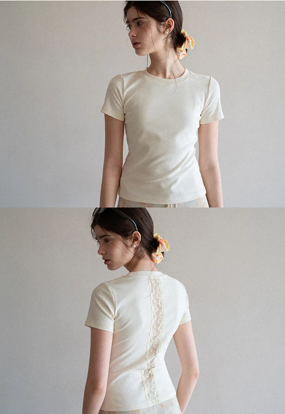 Short sleeve tshirt with lace back detail