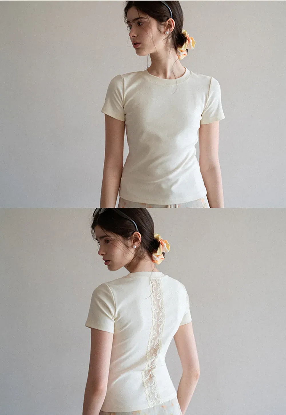 Short sleeve tshirt with lace back detail