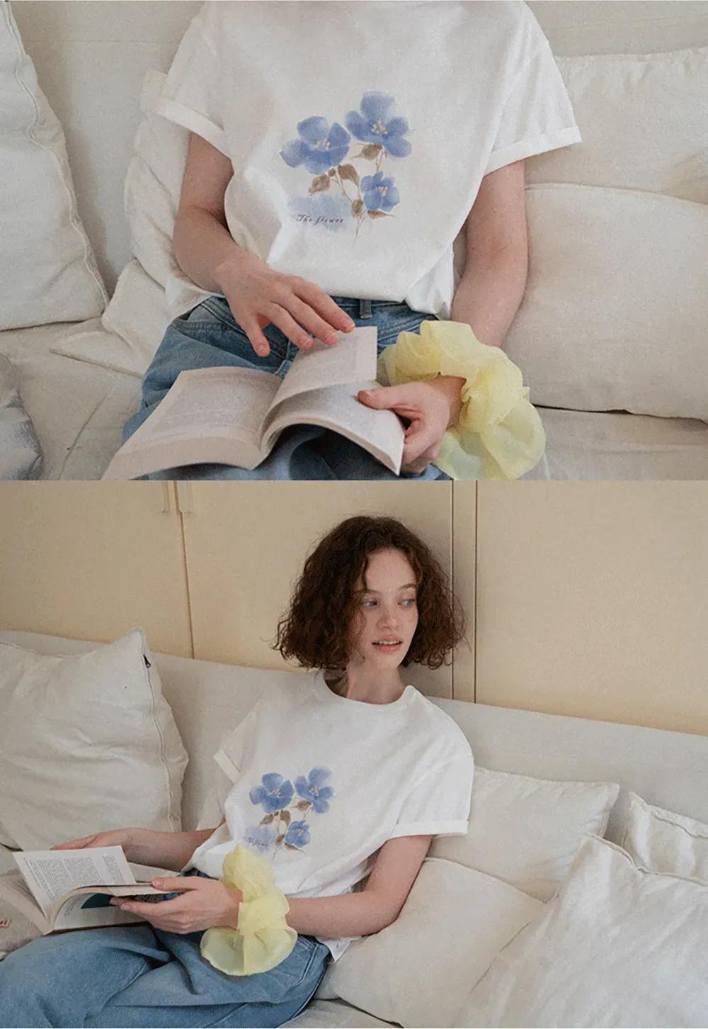 Floral Print Graphic Tee with Crew Neck and Short Sleeves