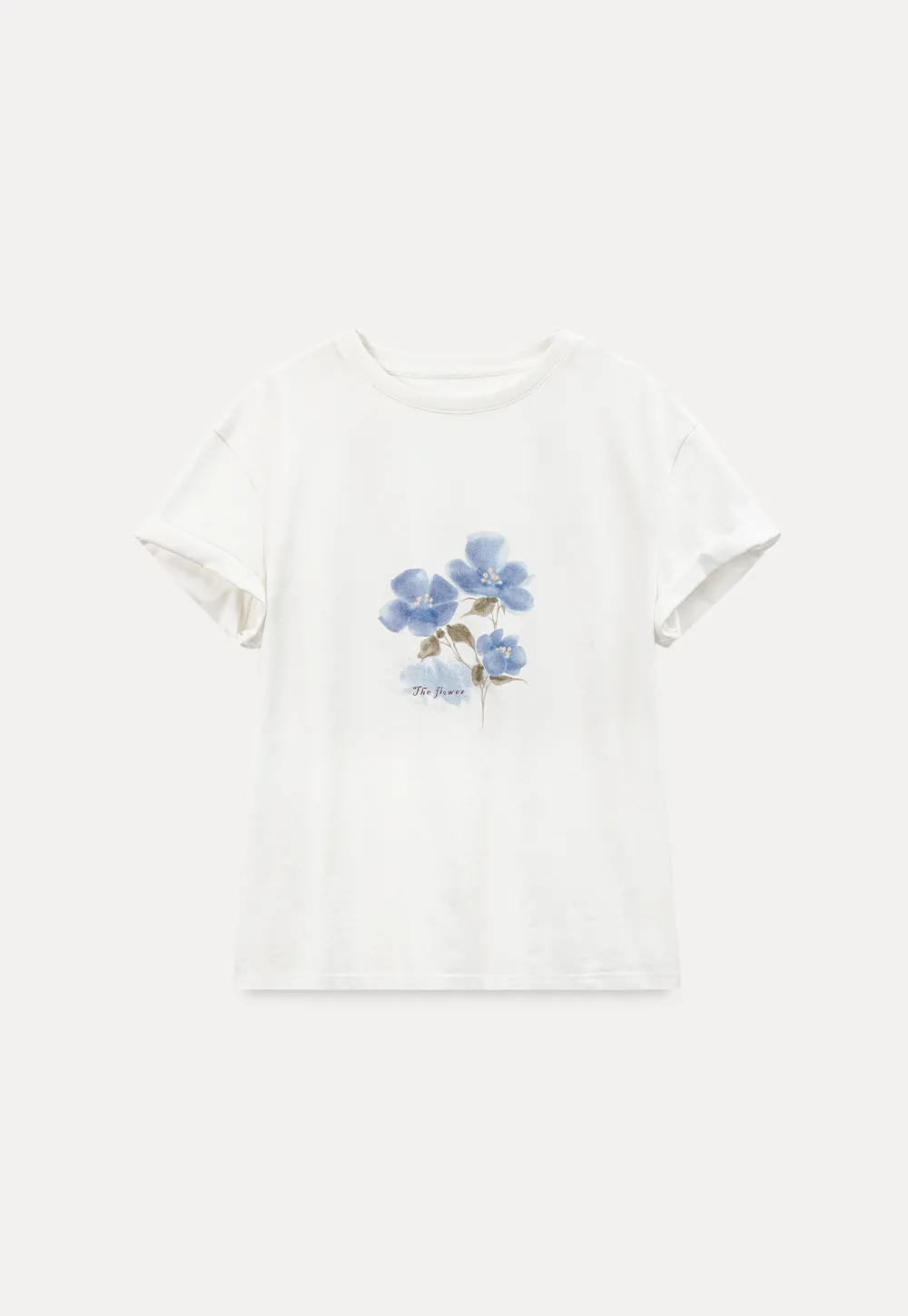 Floral Print Graphic Tee with Crew Neck and Short Sleeves