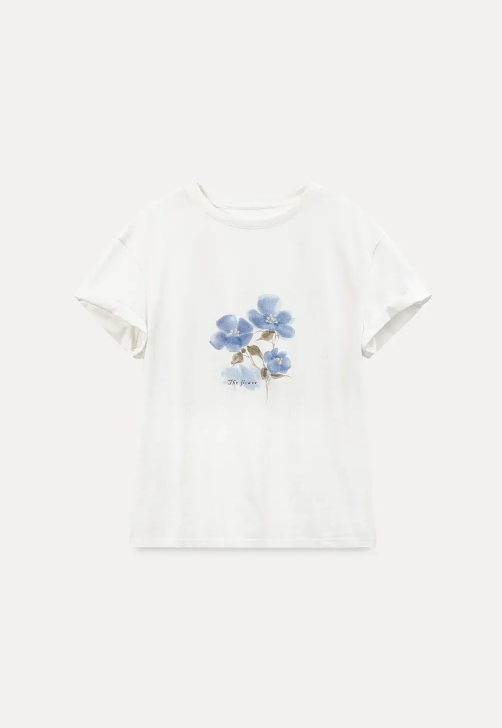 Floral Print Graphic Tee with Crew Neck and Short Sleeves