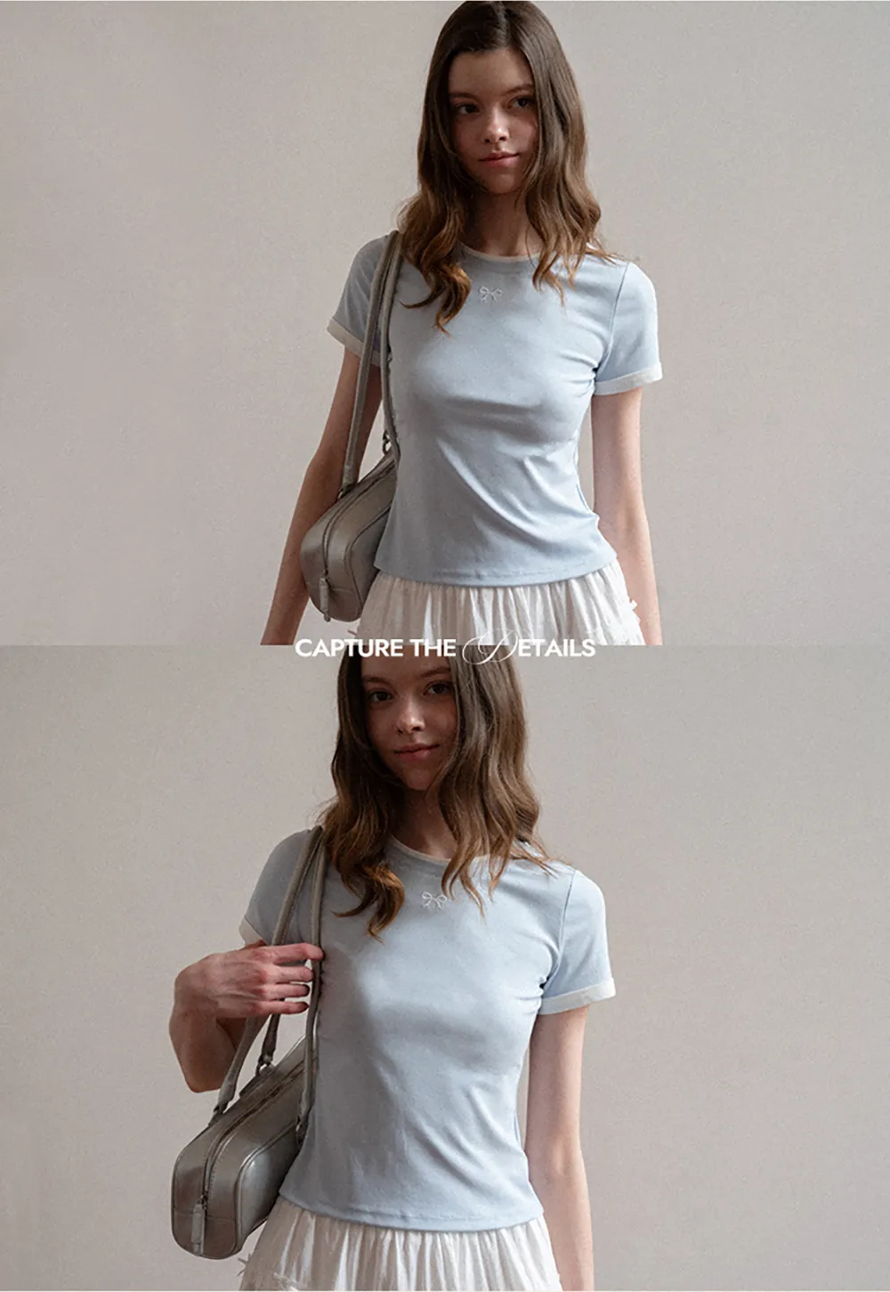 Short sleeve tshirt with embroidered bow detail