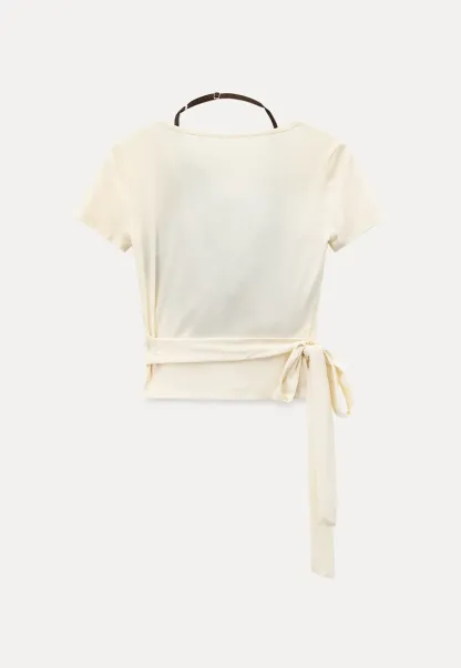Wrap Front V Neck Short Sleeve T Shirt