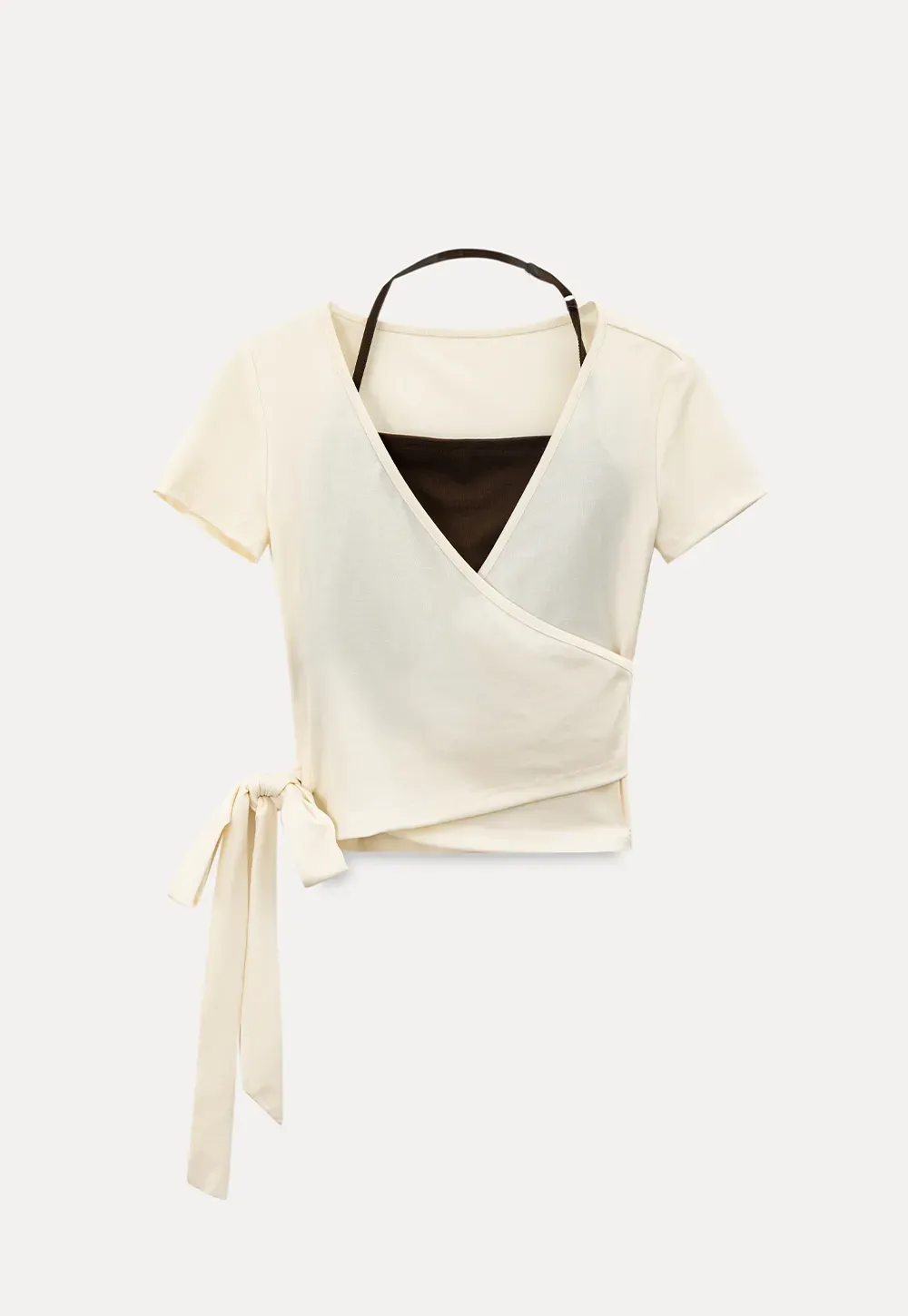 Wrap Front V Neck Short Sleeve T Shirt