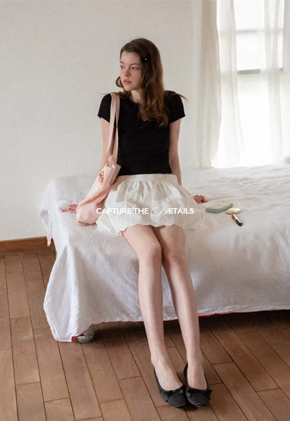 Keyhole Neck Tie Detail Short Sleeve Tshirt