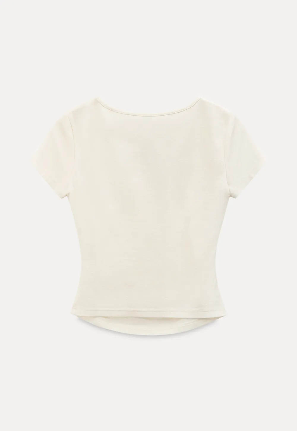 Keyhole Neck Tie Detail Short Sleeve Tshirt