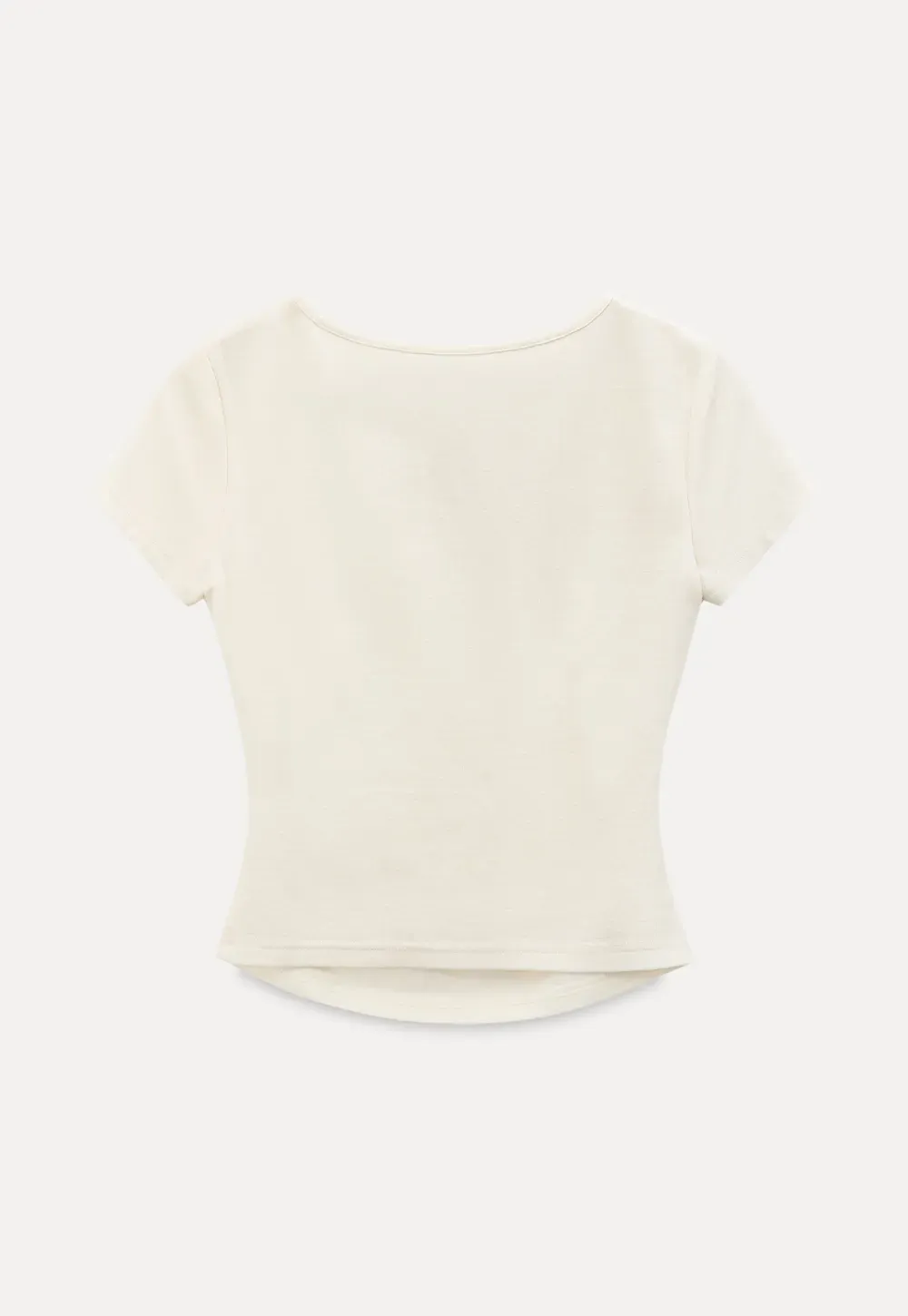 Keyhole Neck Tie Detail Short Sleeve Tshirt