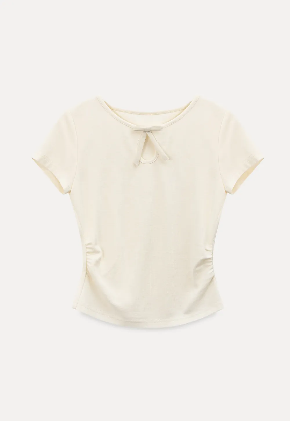 Keyhole Neck Tie Detail Short Sleeve Tshirt