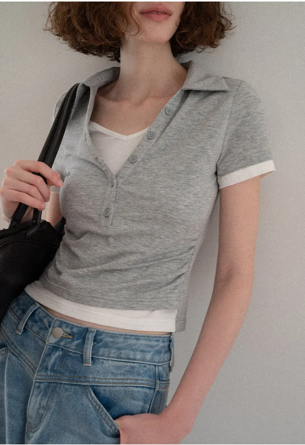 Short Sleeve Collared Button Front T Shirt