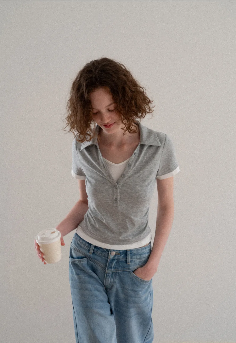 Short Sleeve Collared Button Front T Shirt