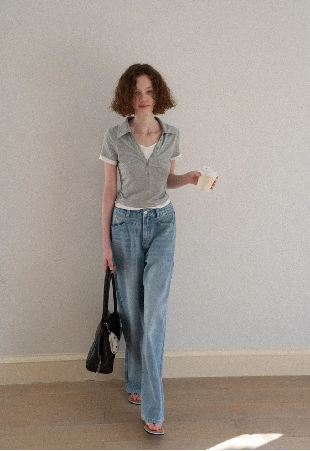 Short Sleeve Collared Button Front T Shirt