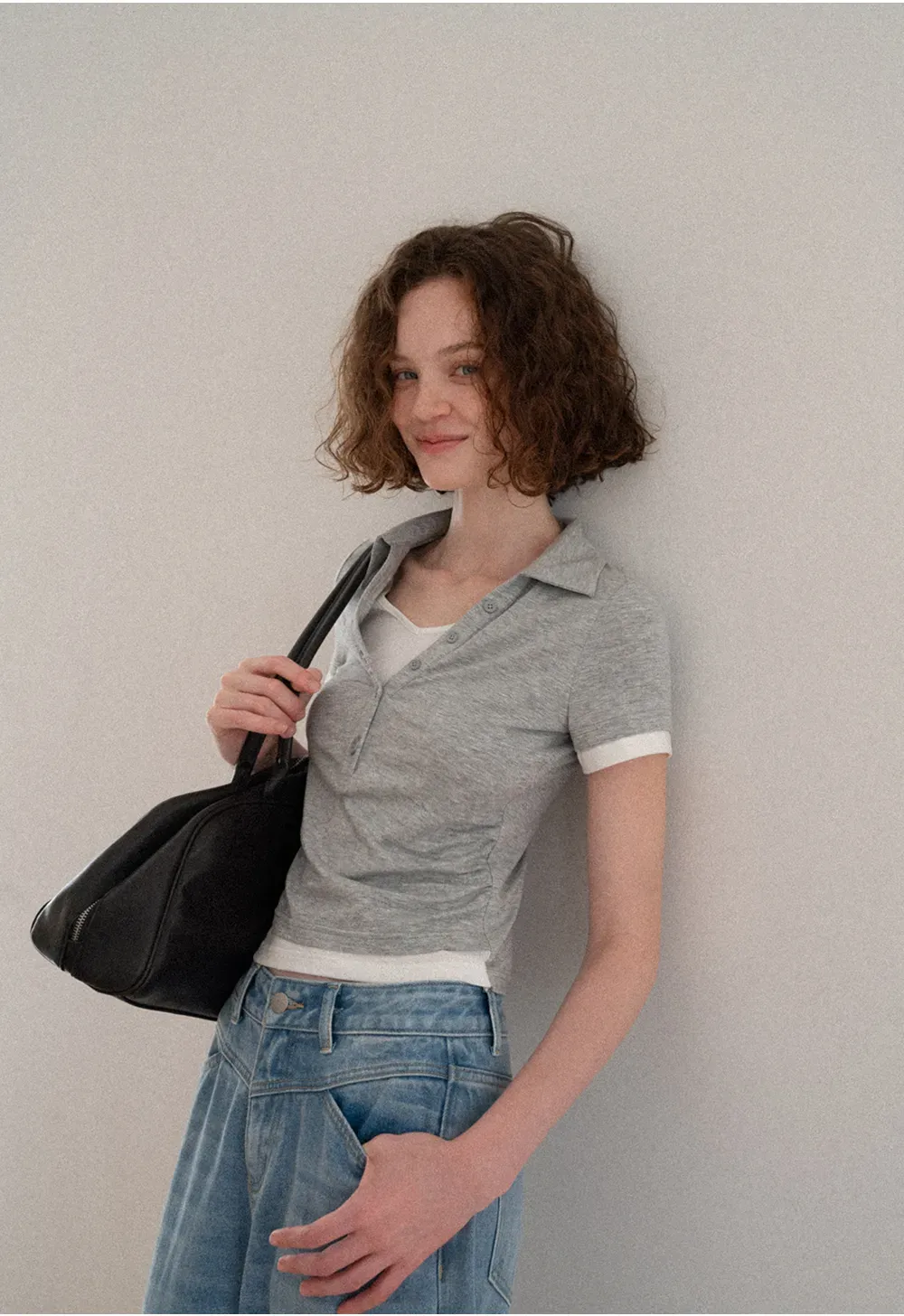 Short Sleeve Collared Button Front T Shirt