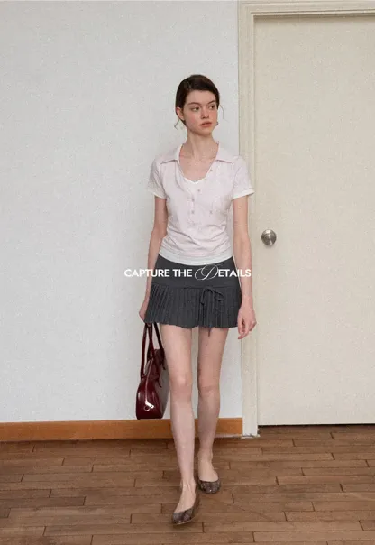 Short Sleeve Collared Button Front T Shirt