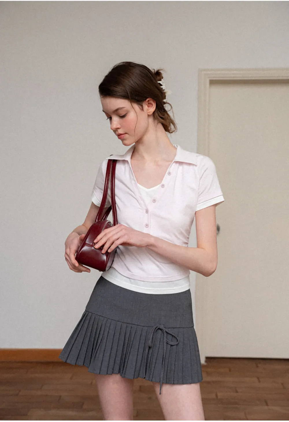 Short Sleeve Collared Button Front T Shirt