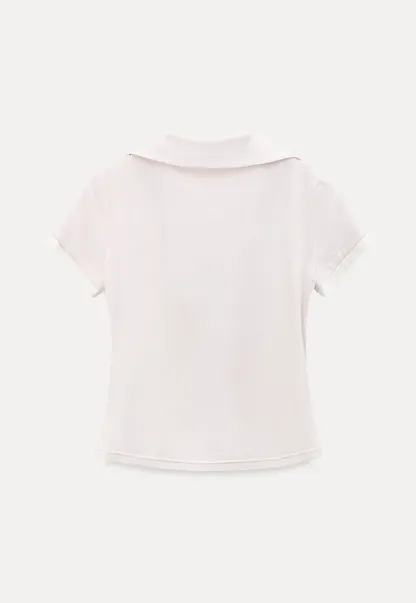 Short Sleeve Collared Button Front T Shirt