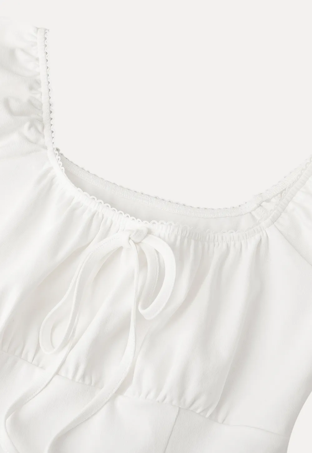 Square Neck Ruffle Sleeve Drawstring Top