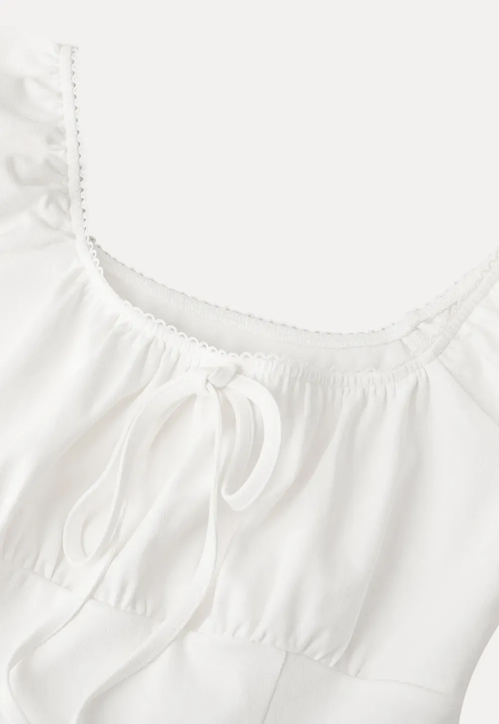 Square Neck Ruffle Sleeve Drawstring Top