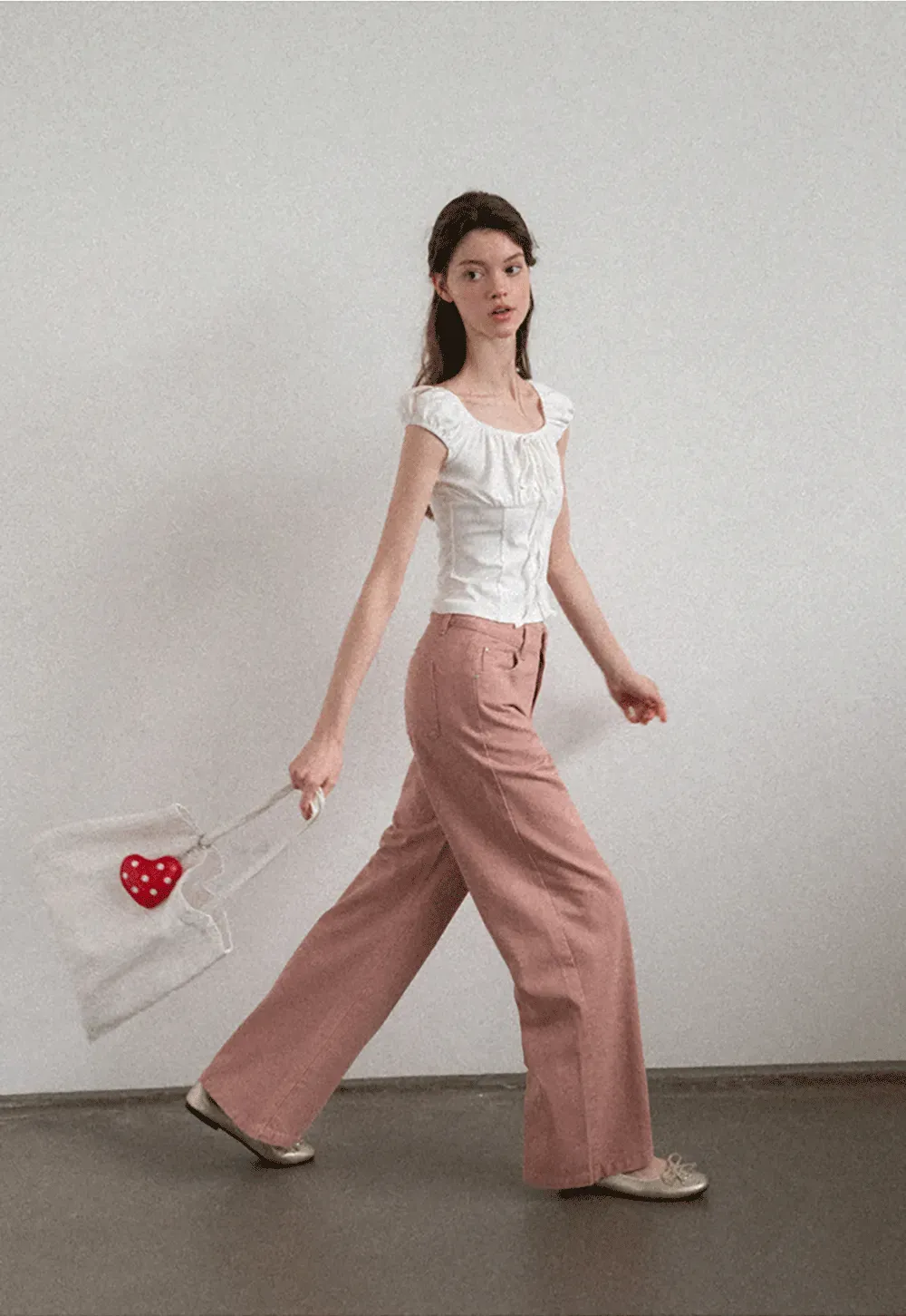 Square Neck Ruffle Sleeve Drawstring Top