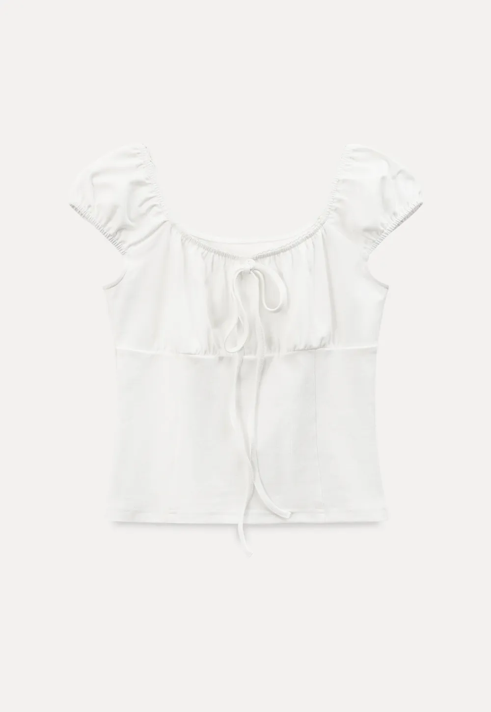Square Neck Ruffle Sleeve Drawstring Top