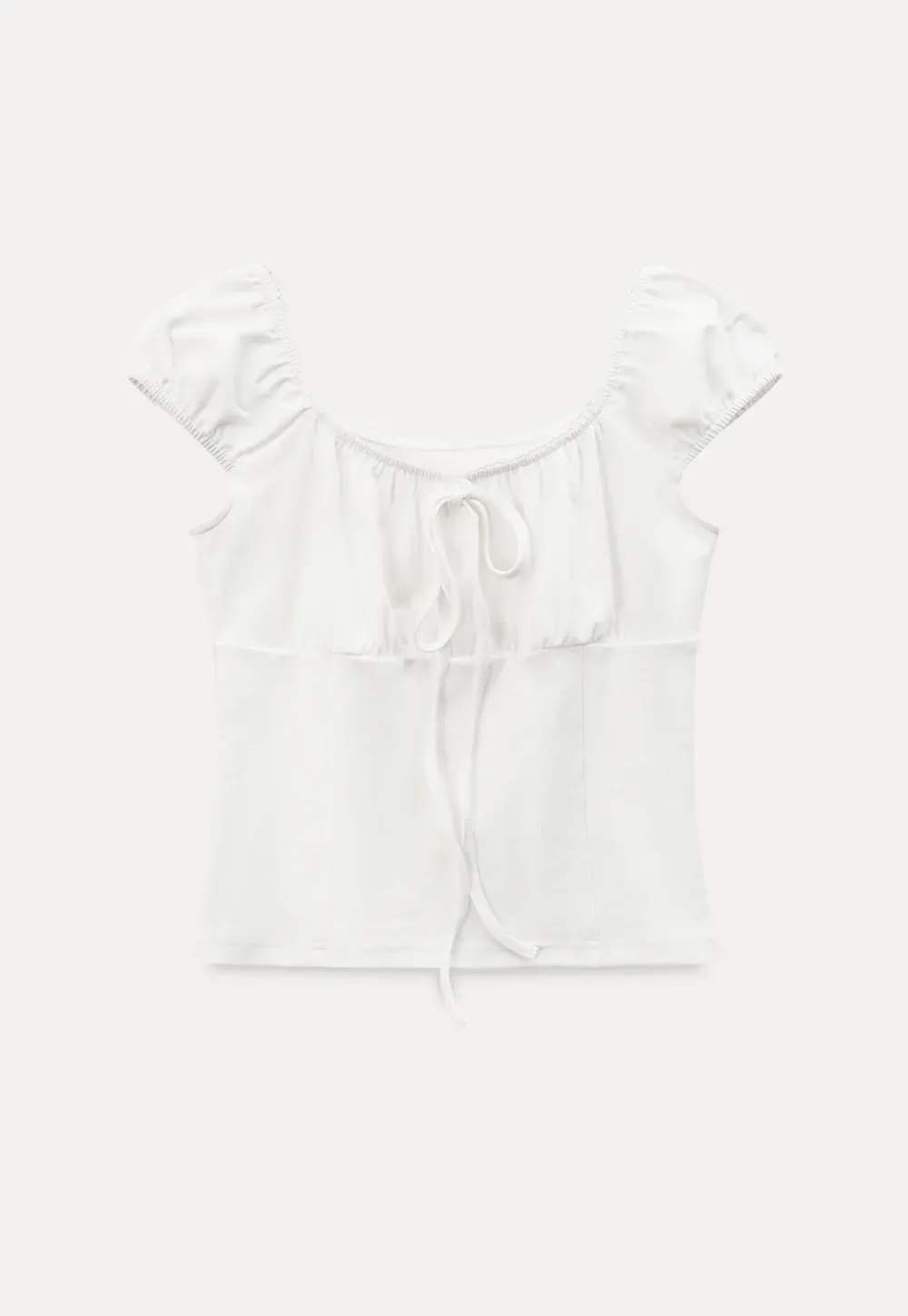 Square Neck Ruffle Sleeve Drawstring Top
