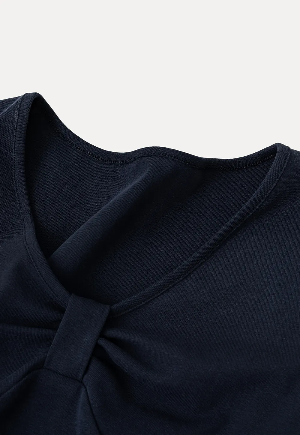 V neck short sleeve top with front knot detail