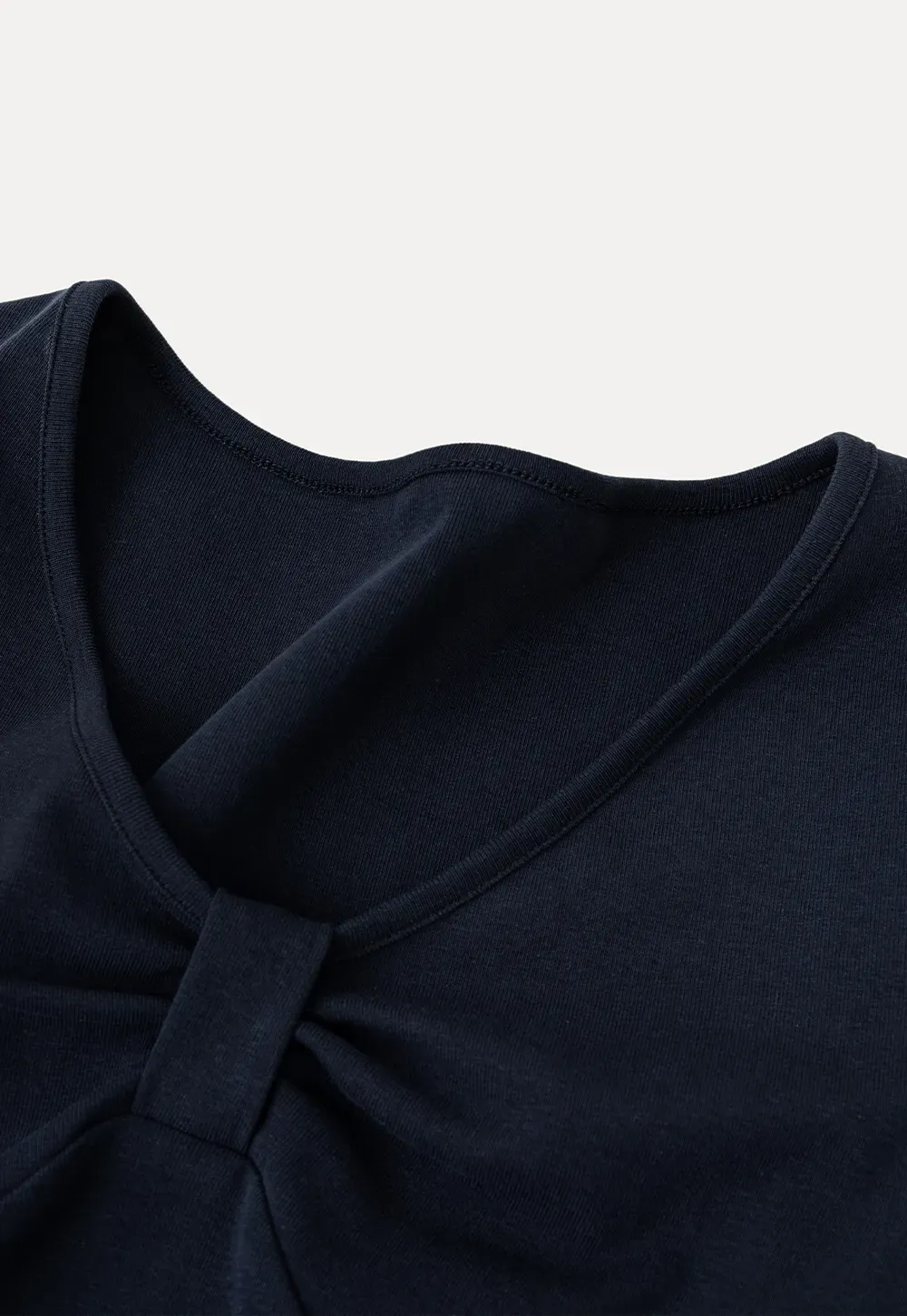 V neck short sleeve top with front knot detail