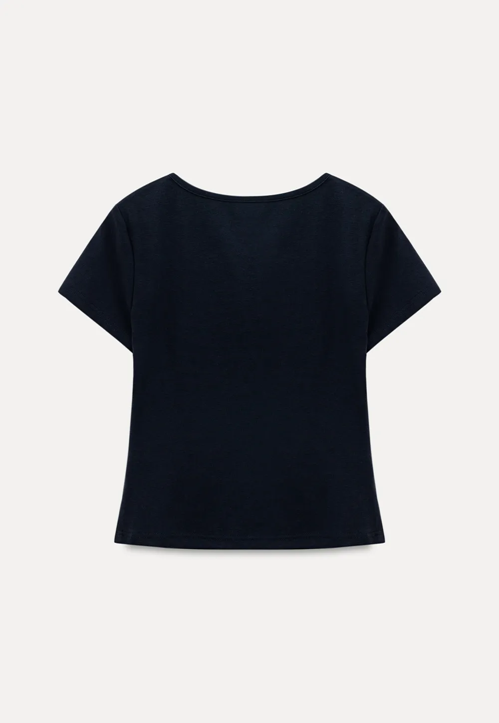 V neck short sleeve top with front knot detail