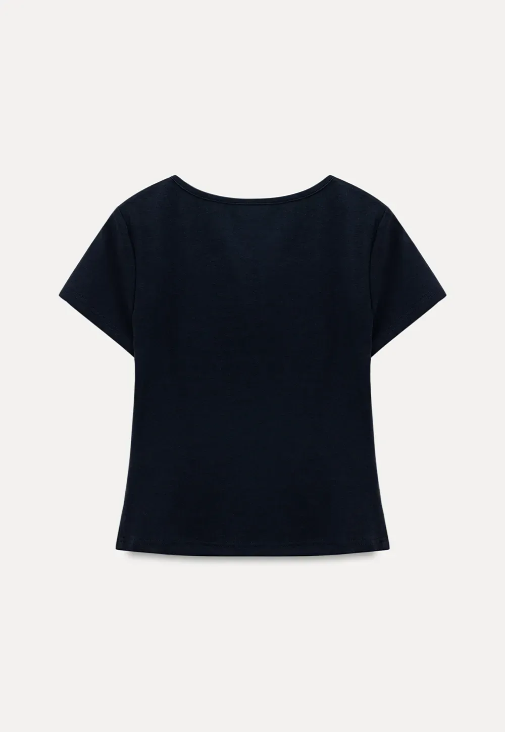 V neck short sleeve top with front knot detail