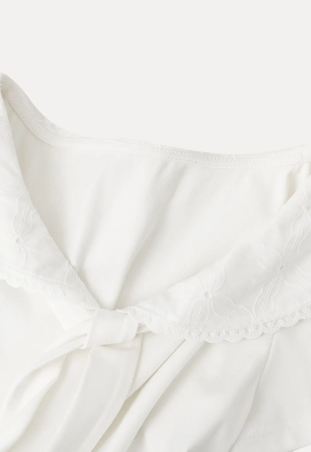 Scalloped Collar Tie Front Short Sleeve T Shirt