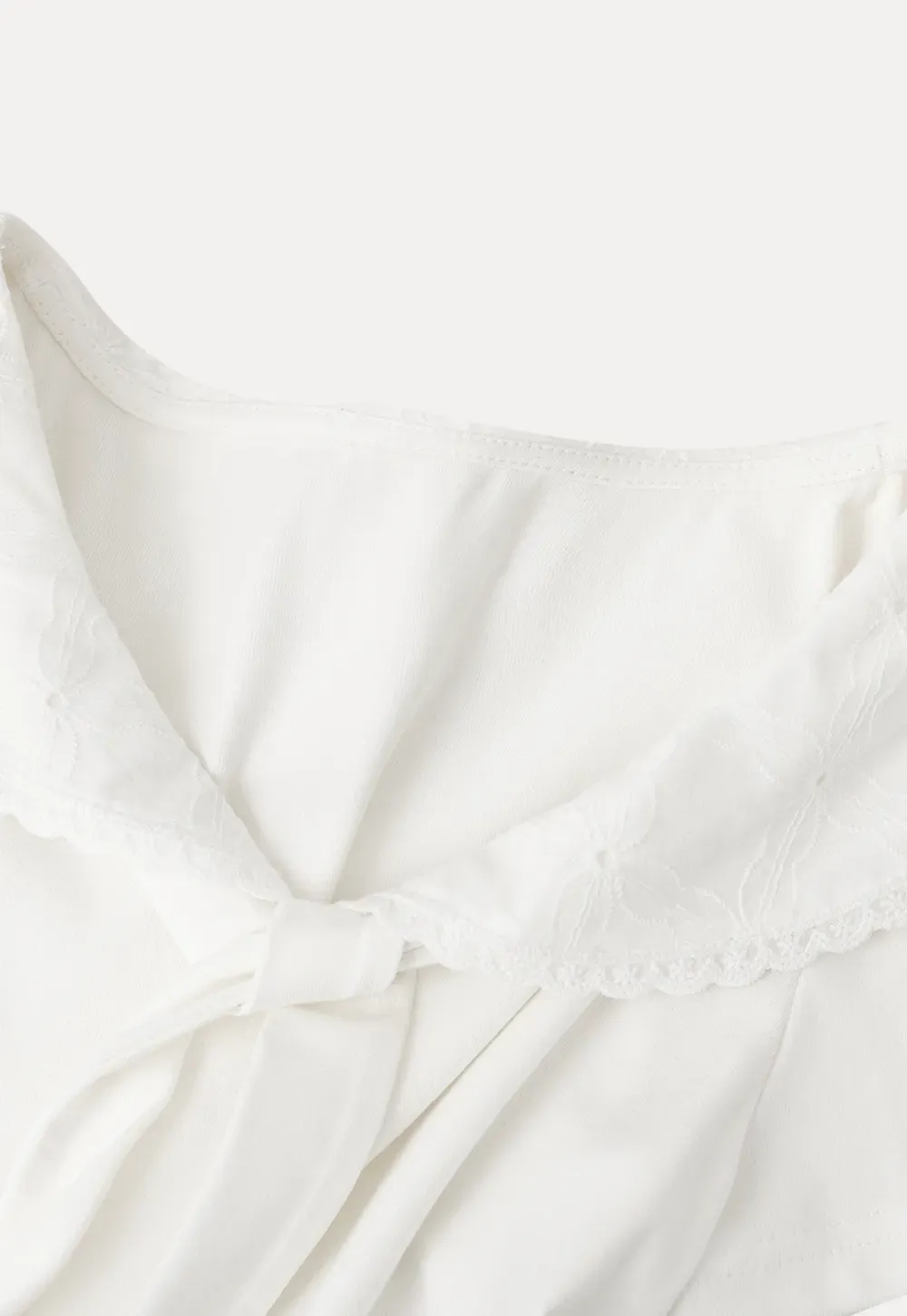 Scalloped Collar Tie Front Short Sleeve T Shirt