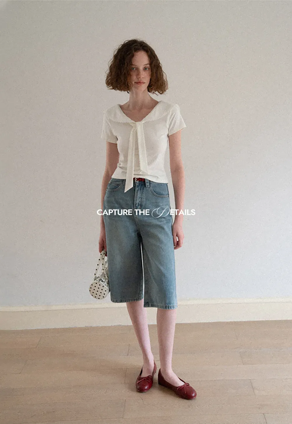 Scalloped Collar Tie Front Short Sleeve T Shirt