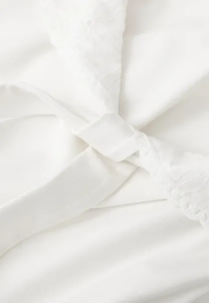 Scalloped Collar Tie Front Short Sleeve T Shirt