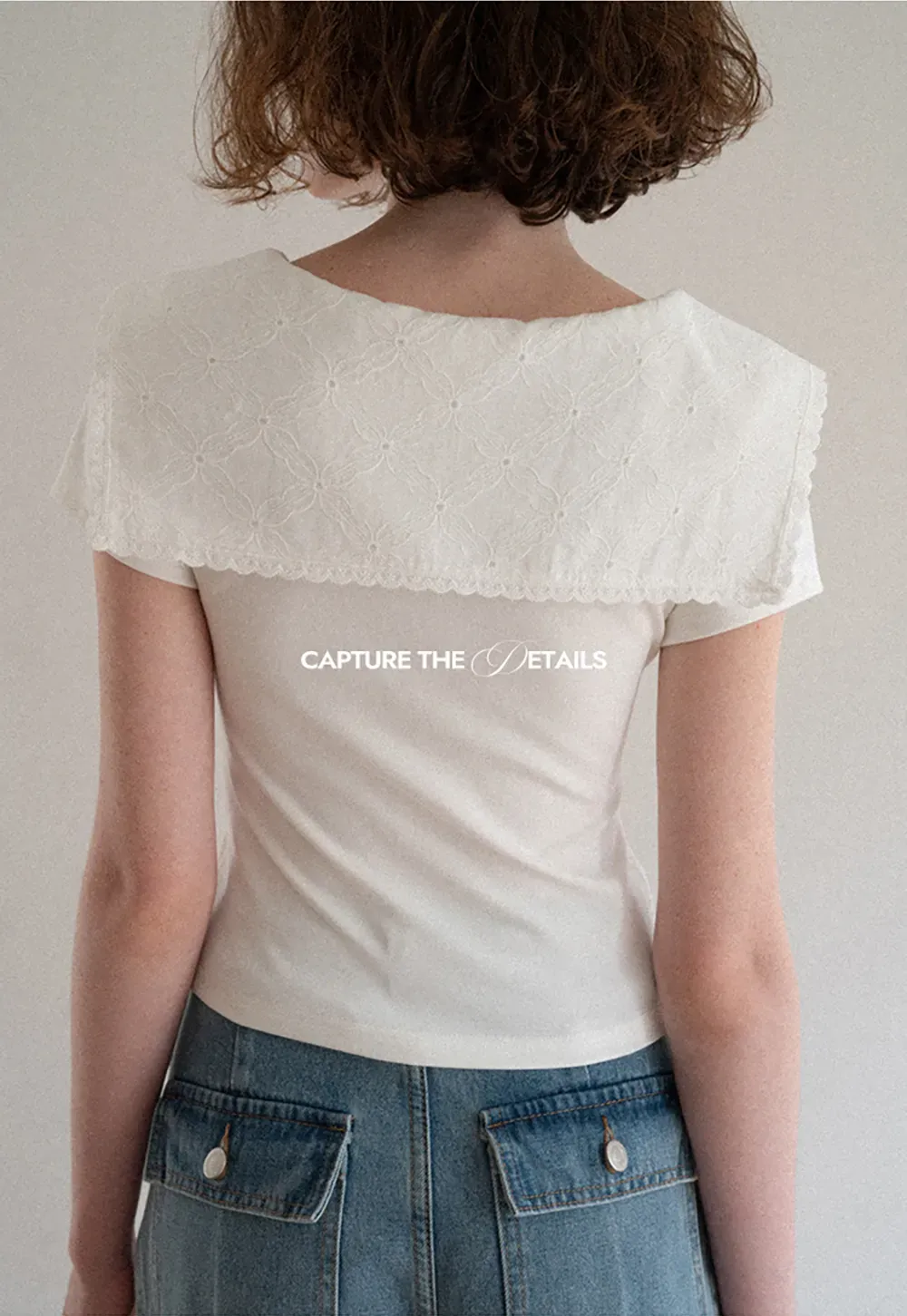 Scalloped Collar Tie Front Short Sleeve T Shirt